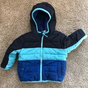 Cat & Jack Colorblock Puffer Coat- sz 12 months-EUC